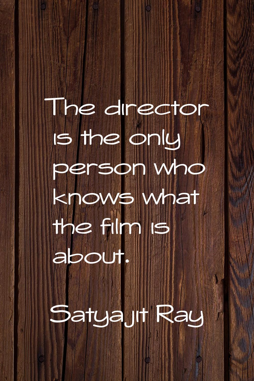The director is the only person who knows what the film is about.