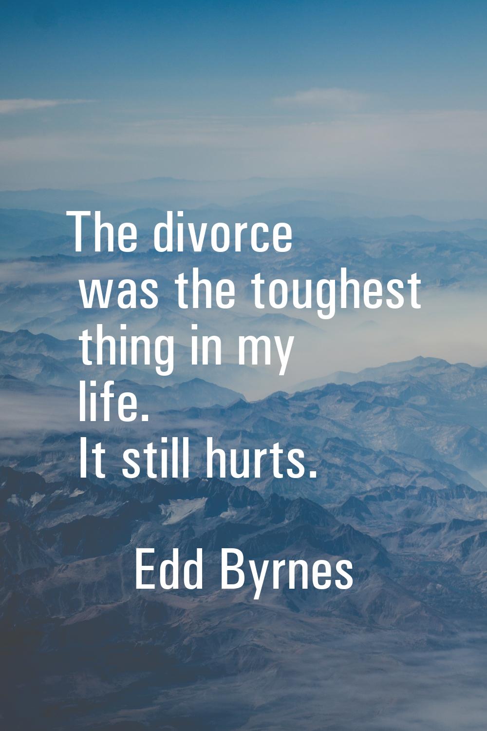 The divorce was the toughest thing in my life. It still hurts.