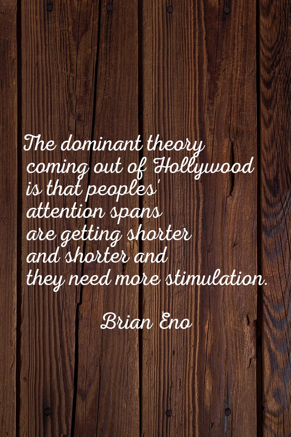 The dominant theory coming out of Hollywood is that peoples' attention spans are getting shorter an