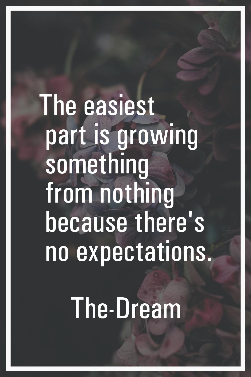 The easiest part is growing something from nothing because there's no expectations.