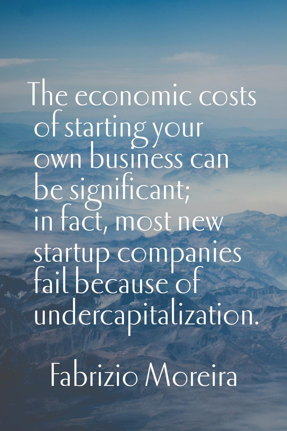 The economic costs of starting your own business can be significant; in fact, most new startup comp