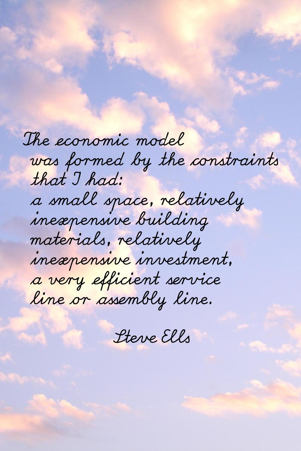 The economic model was formed by the constraints that I had: a small space, relatively inexpensive 
