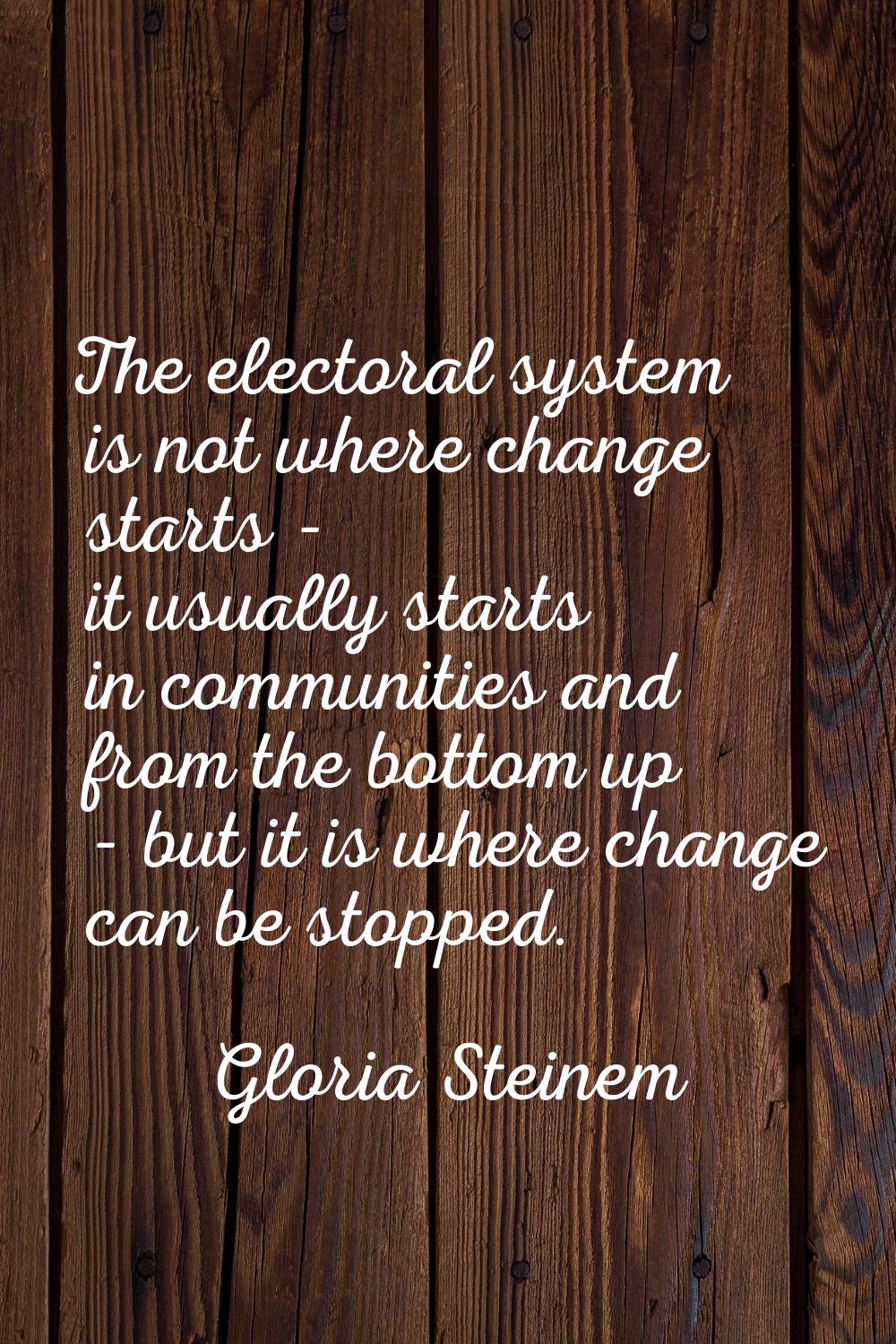 The electoral system is not where change starts - it usually starts in communities and from the bot