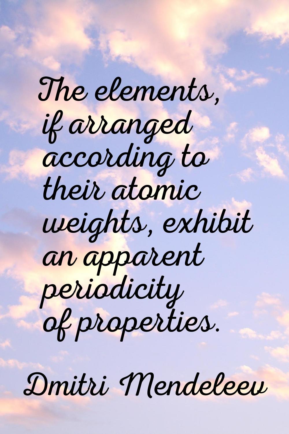 The elements, if arranged according to their atomic weights, exhibit an apparent periodicity of pro