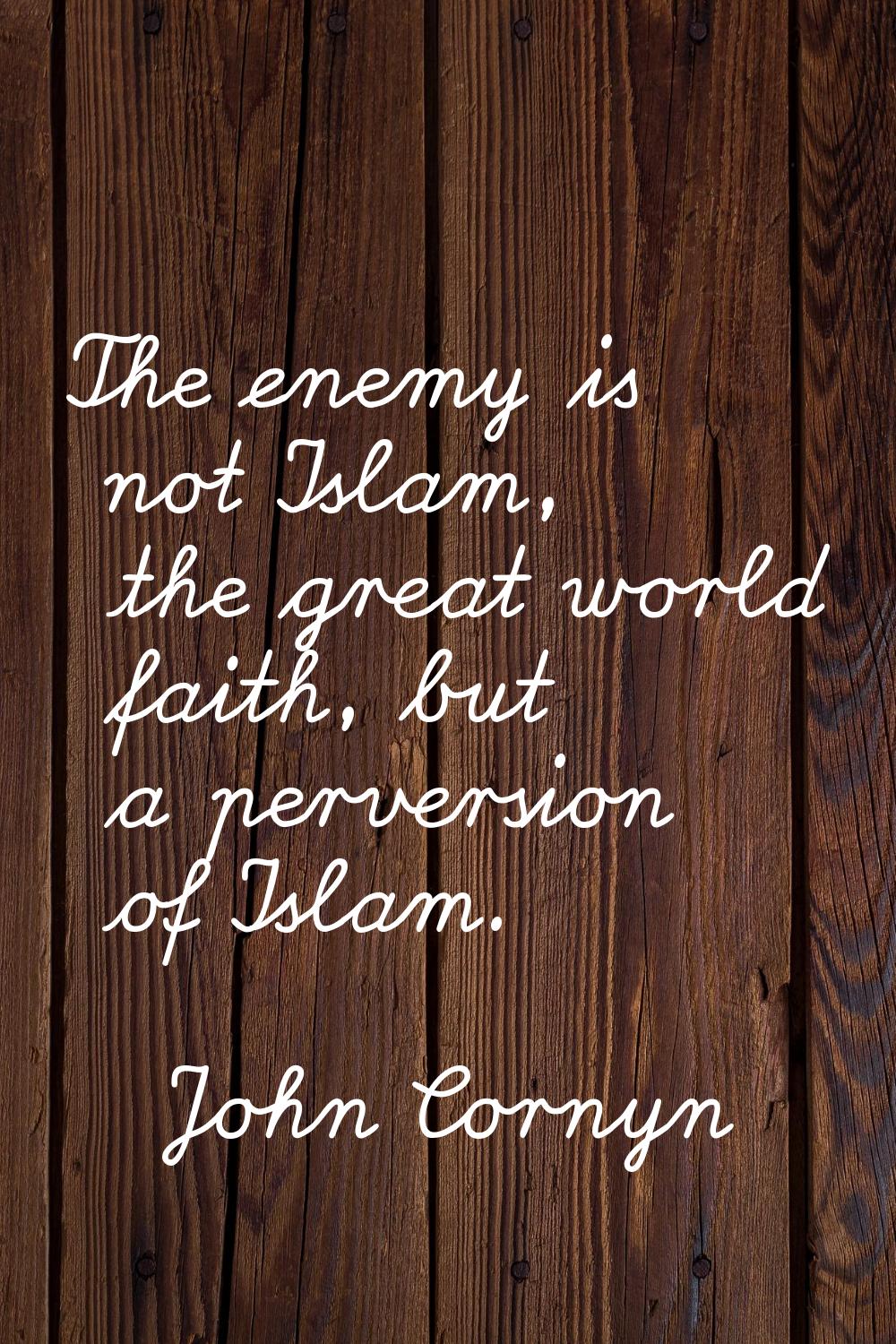 The enemy is not Islam, the great world faith, but a perversion of Islam.