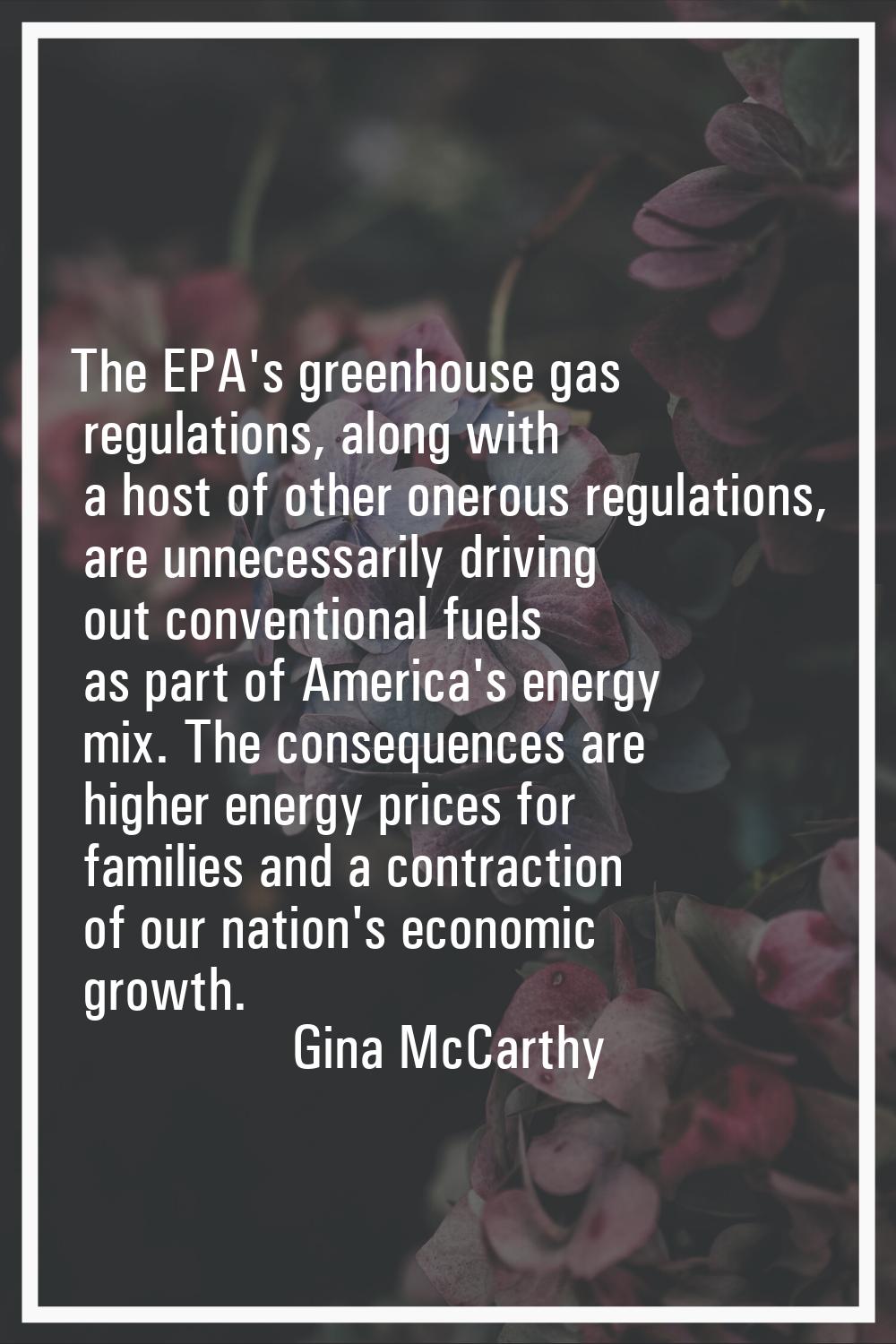 The EPA's greenhouse gas regulations, along with a host of other onerous regulations, are unnecessa