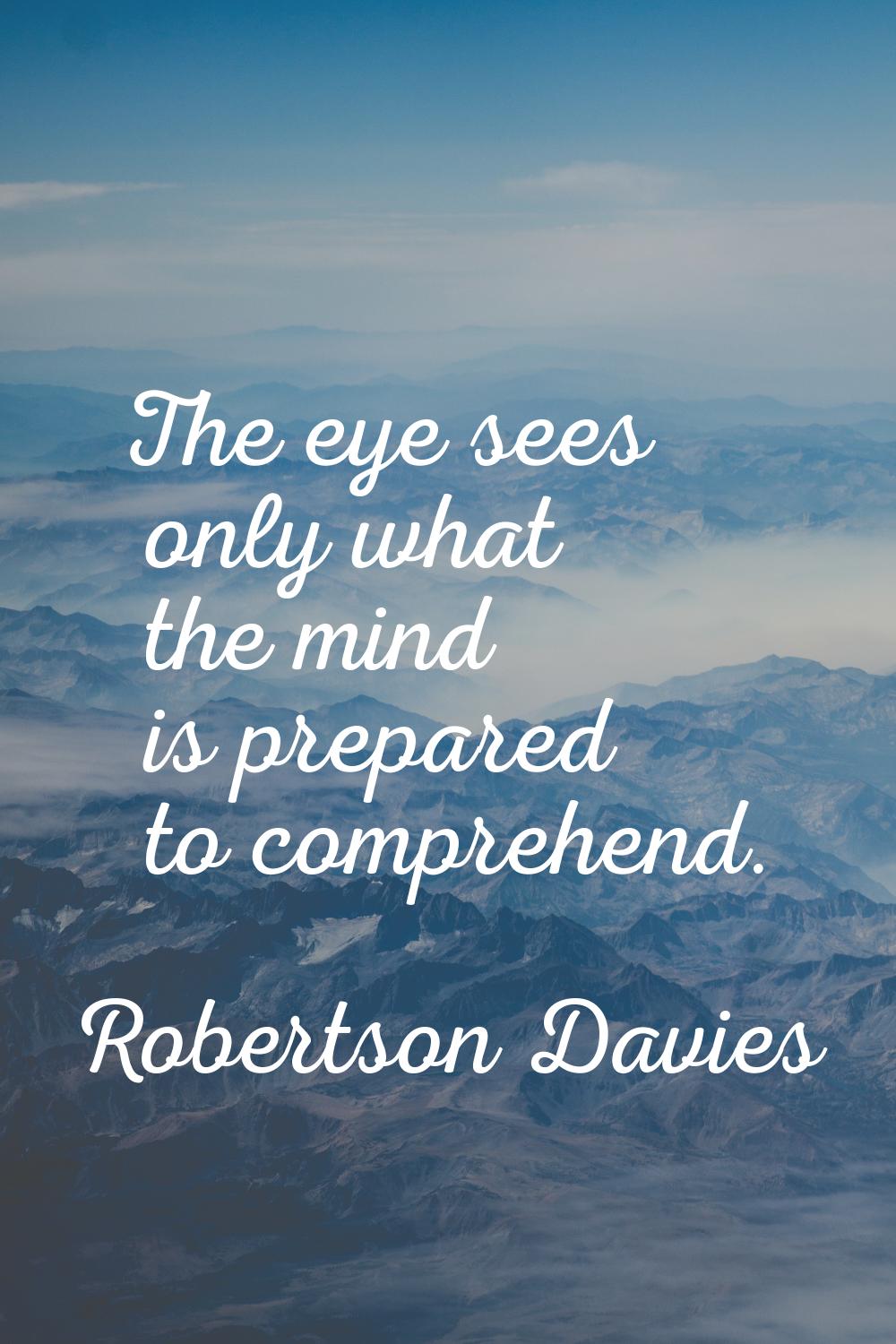 The eye sees only what the mind is prepared to comprehend.