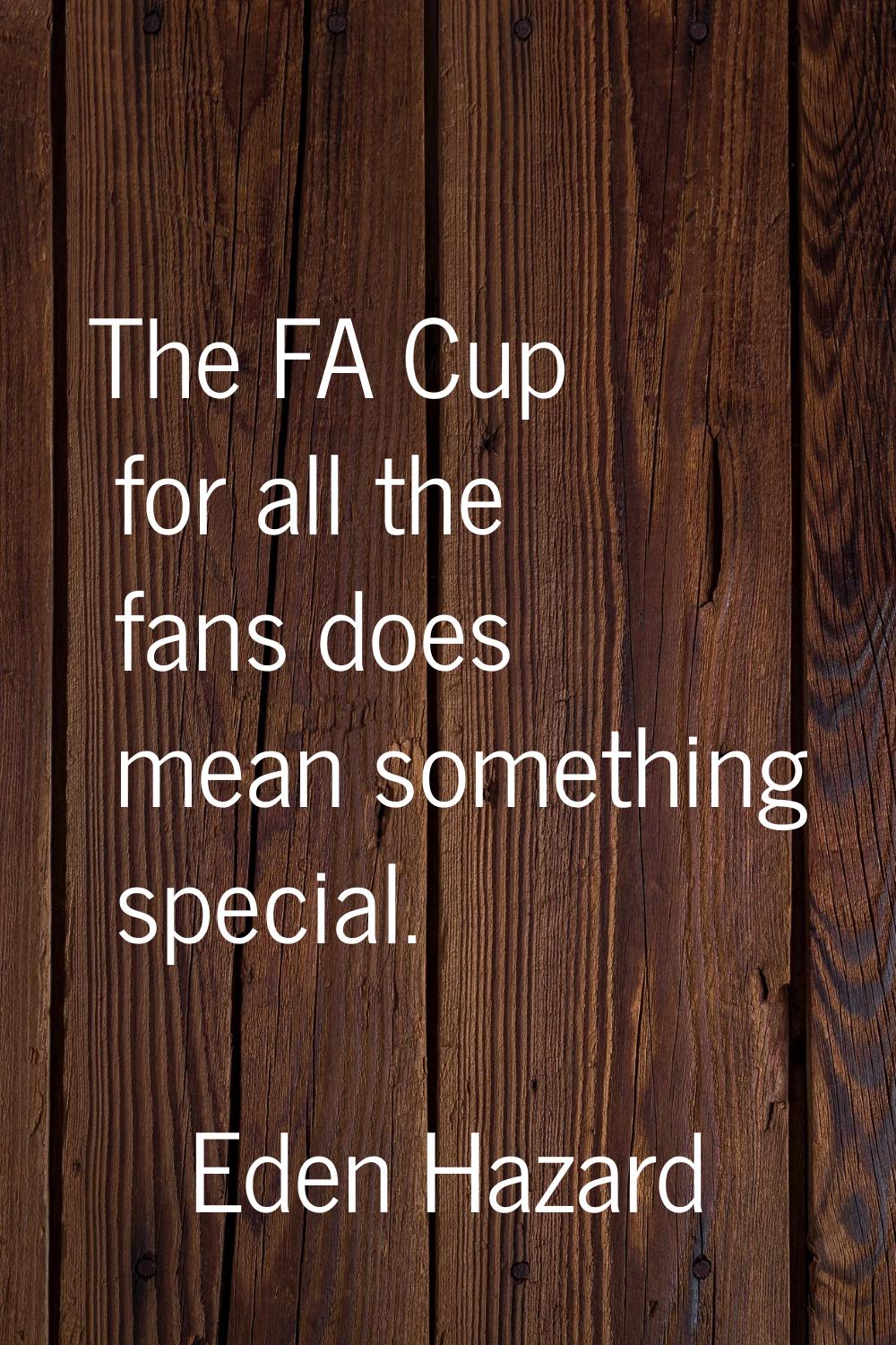 The FA Cup for all the fans does mean something special.