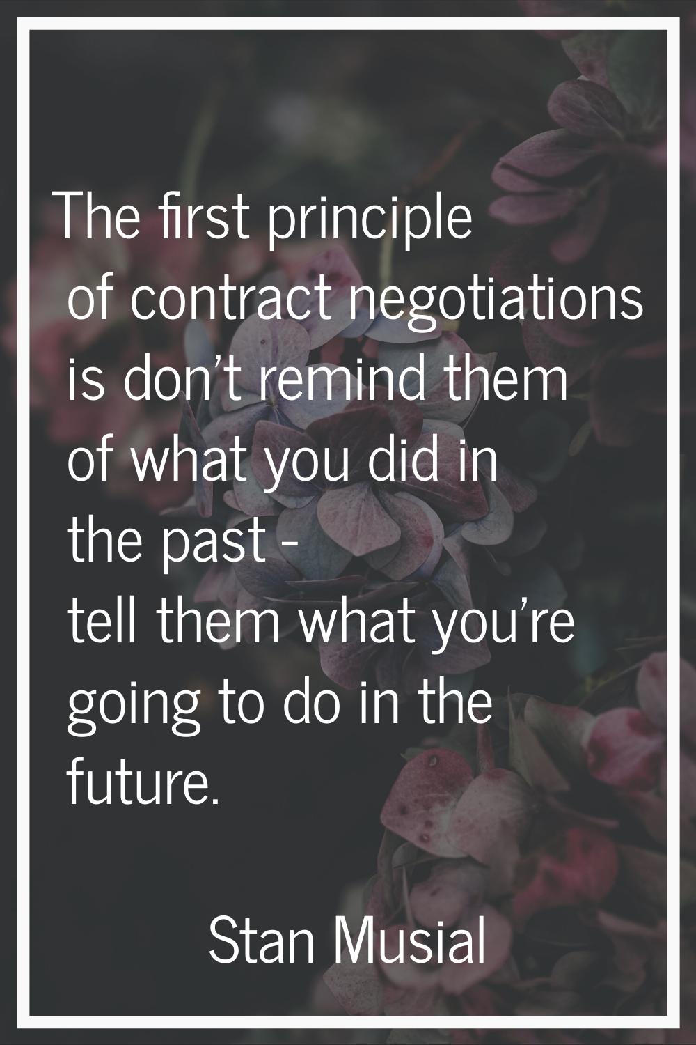 The first principle of contract negotiations is don't remind them of what you did in the past - tel