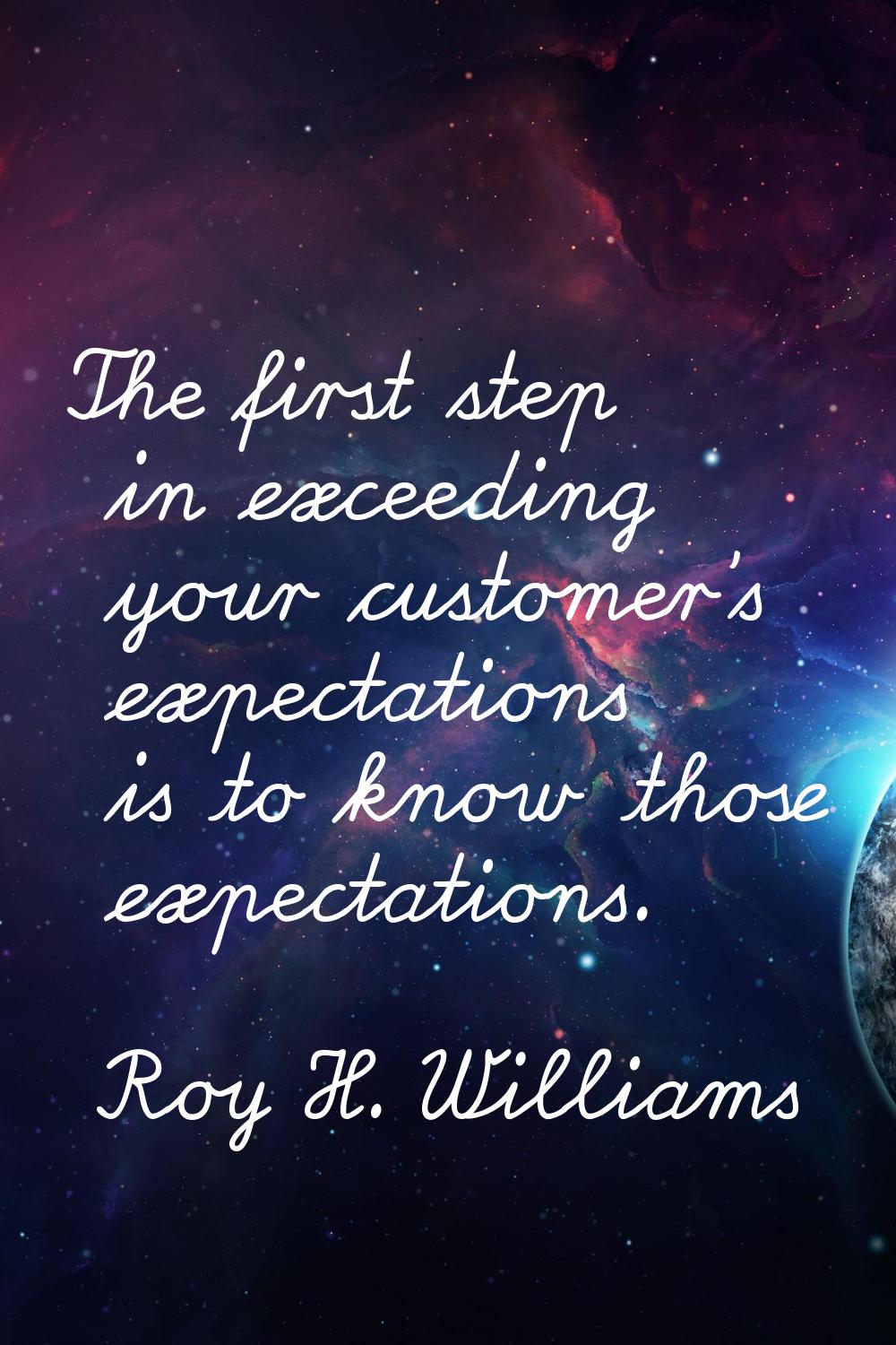 The first step in exceeding your customer's expectations is to know those expectations.