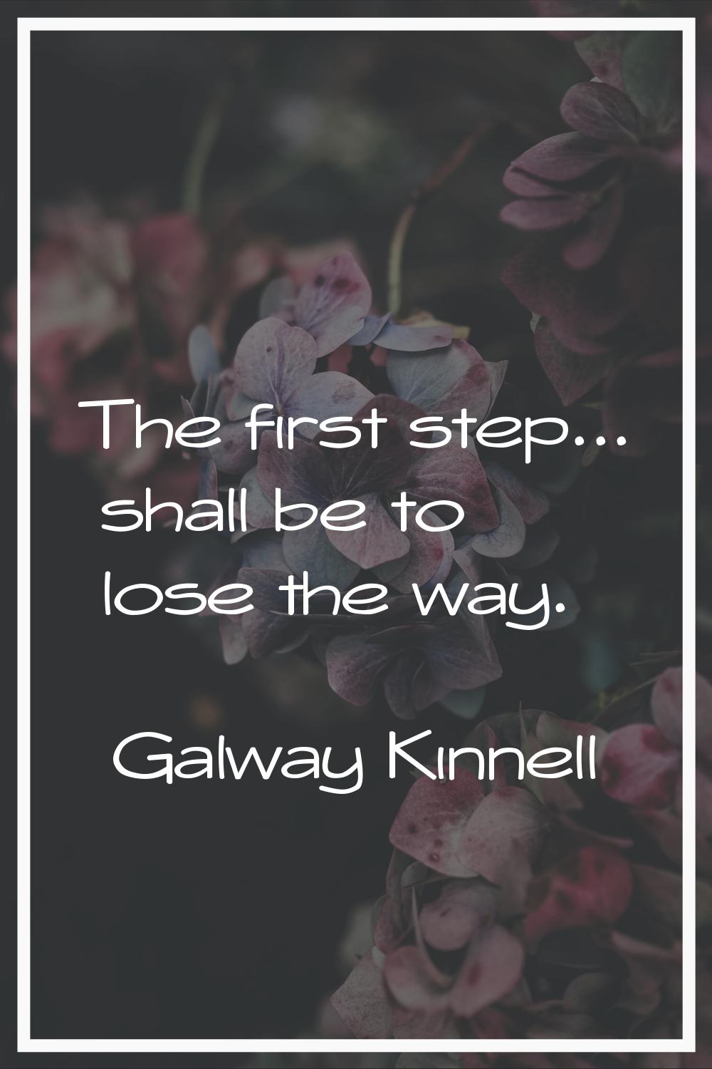 The first step... shall be to lose the way.