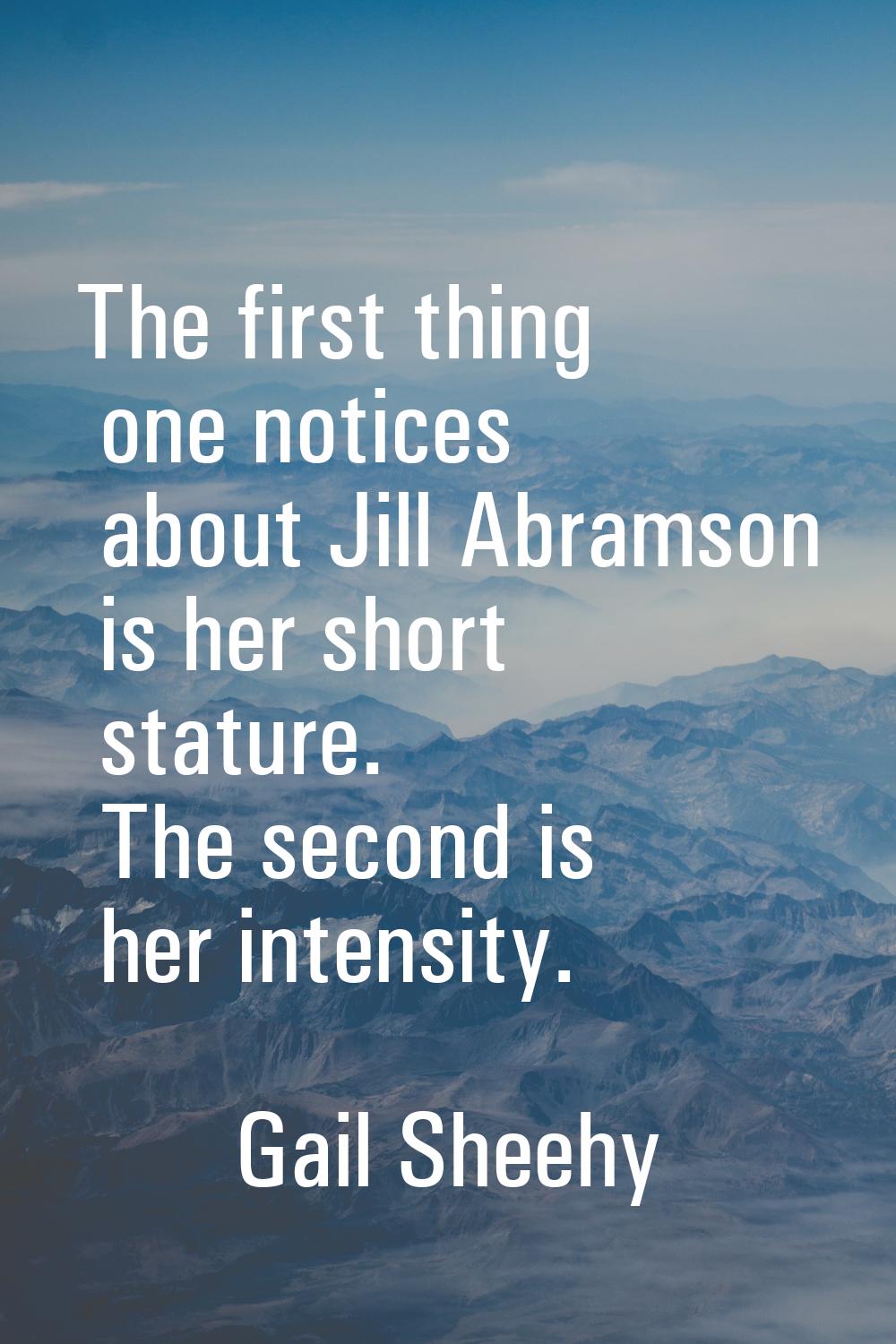The first thing one notices about Jill Abramson is her short stature. The second is her intensity.