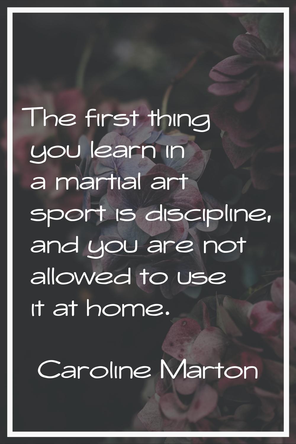 The first thing you learn in a martial art sport is discipline, and you are not allowed to use it a
