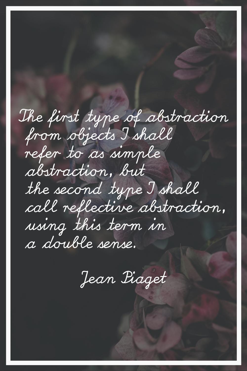 The first type of abstraction from objects I shall refer to as simple abstraction, but the second t