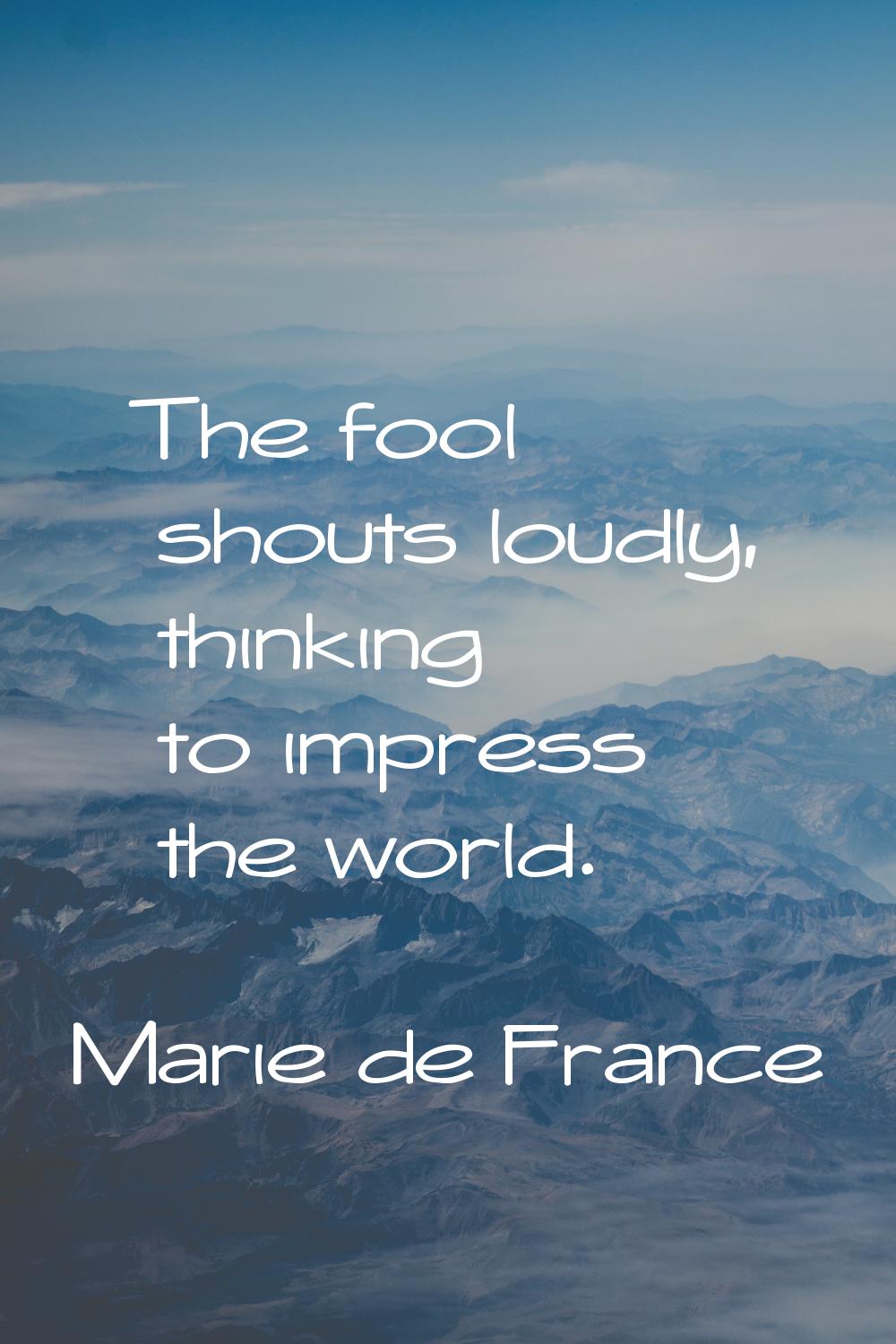 The fool shouts loudly, thinking to impress the world.