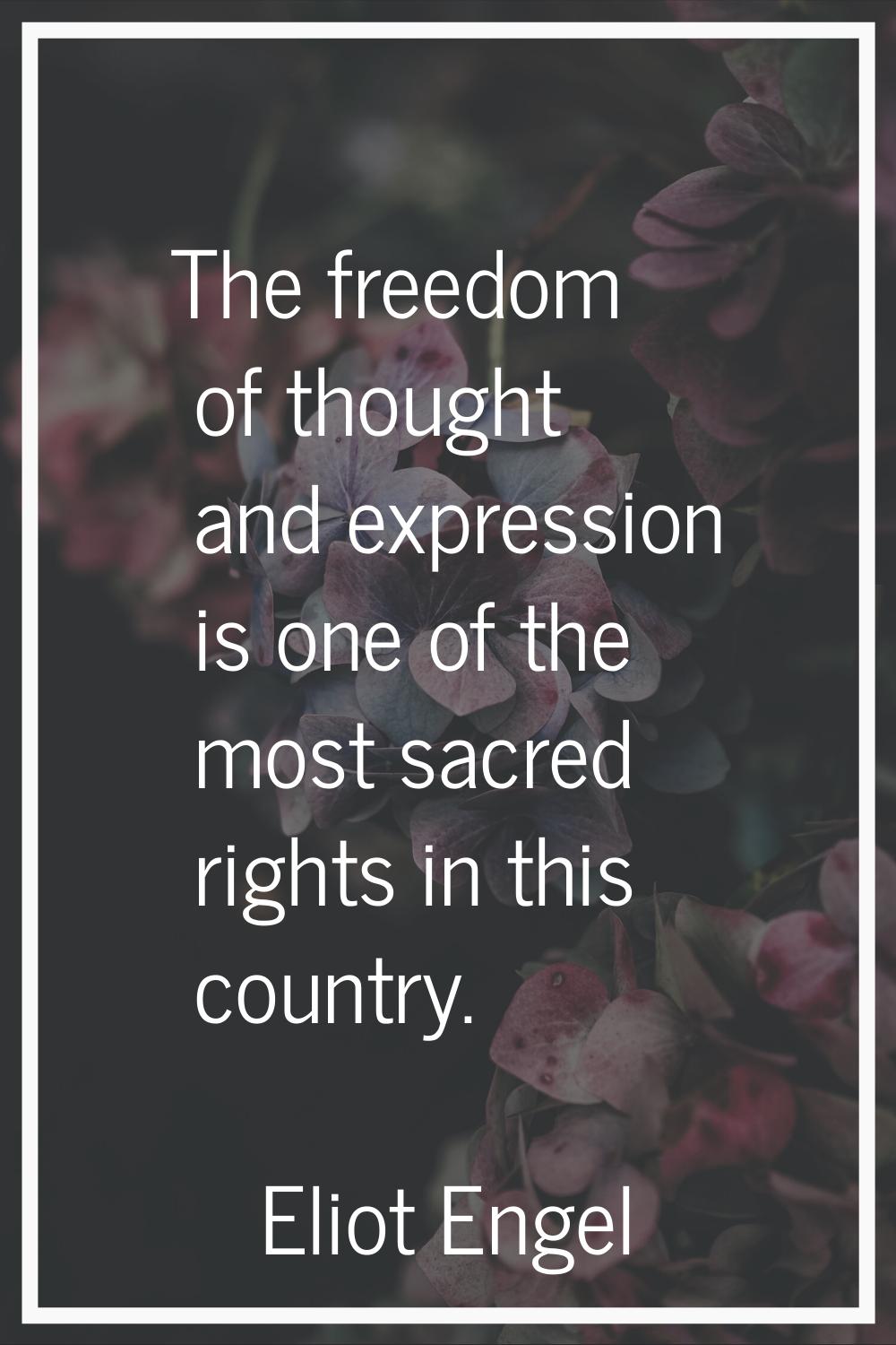 The freedom of thought and expression is one of the most sacred rights in this country.