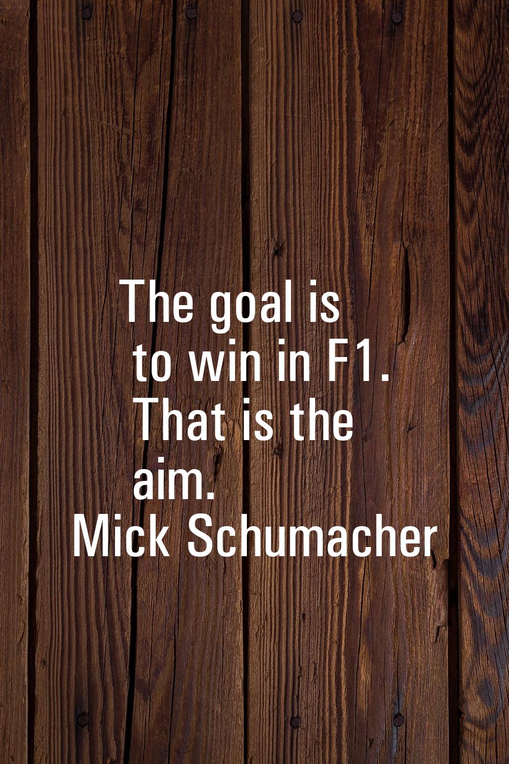 The goal is to win in F1. That is the aim.