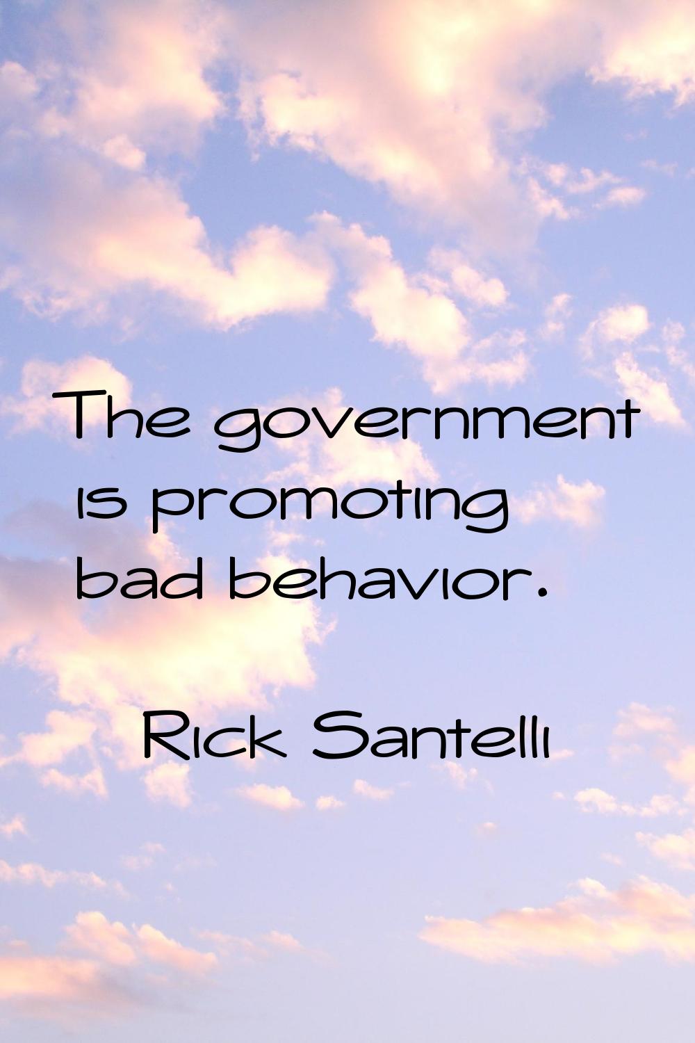 The government is promoting bad behavior.
