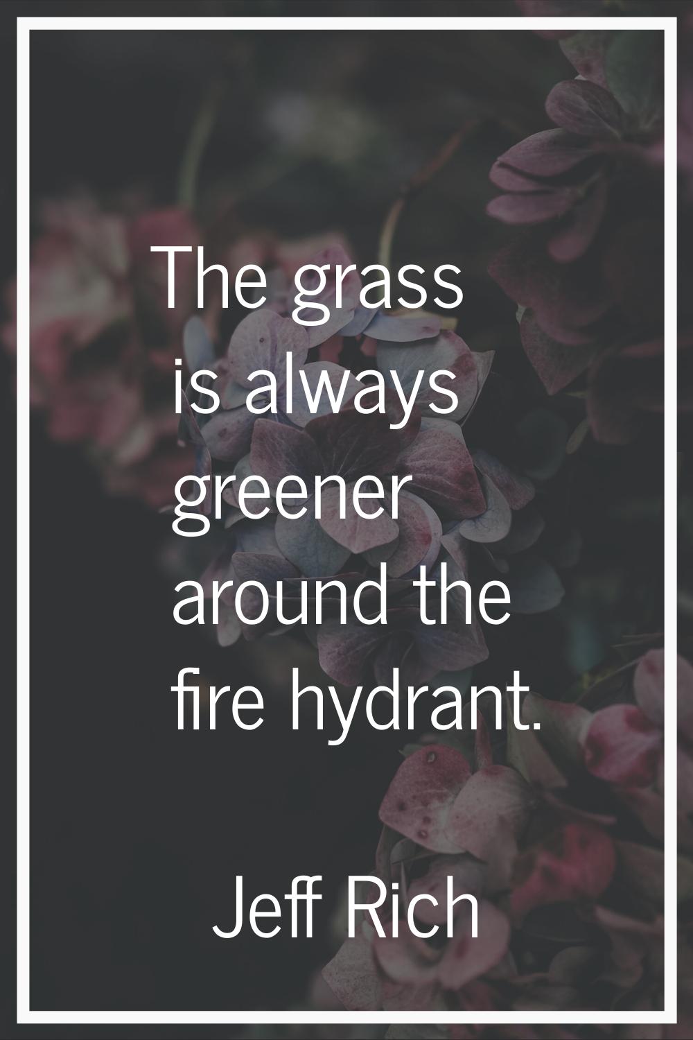 The grass is always greener around the fire hydrant.