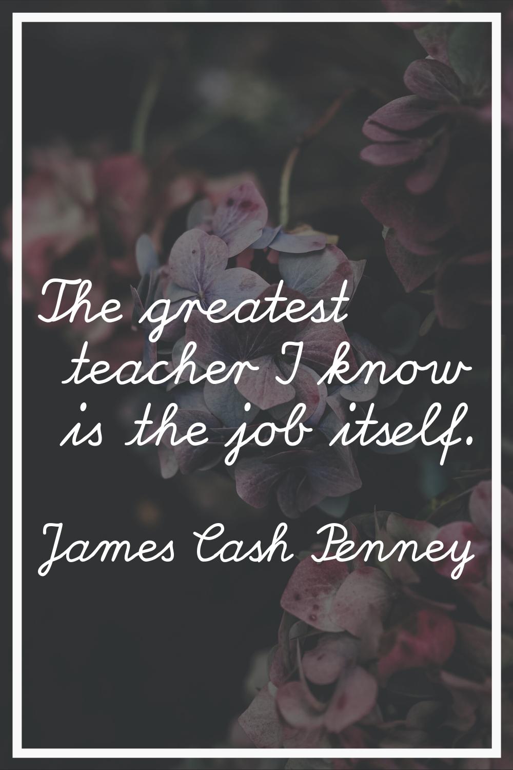 The greatest teacher I know is the job itself.
