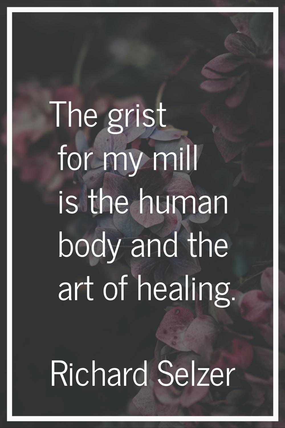 The grist for my mill is the human body and the art of healing.