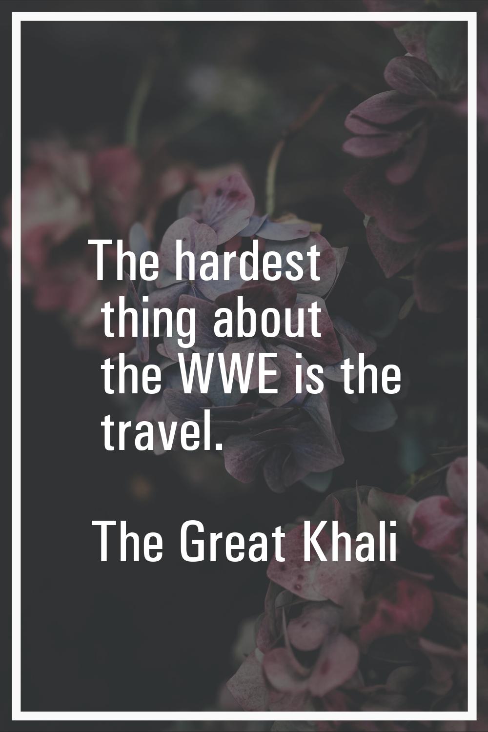 The hardest thing about the WWE is the travel.