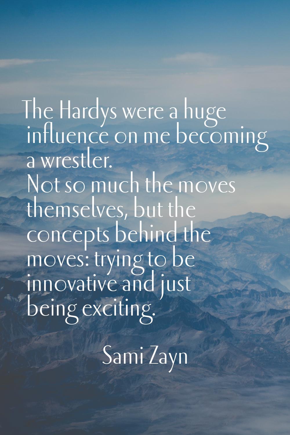 The Hardys were a huge influence on me becoming a wrestler. Not so much the moves themselves, but t