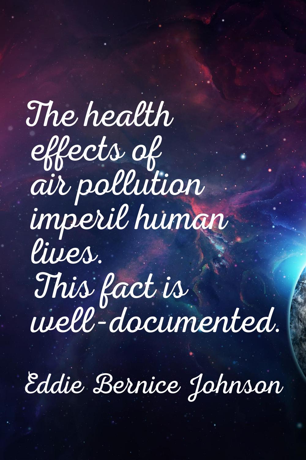 The health effects of air pollution imperil human lives. This fact is well-documented.
