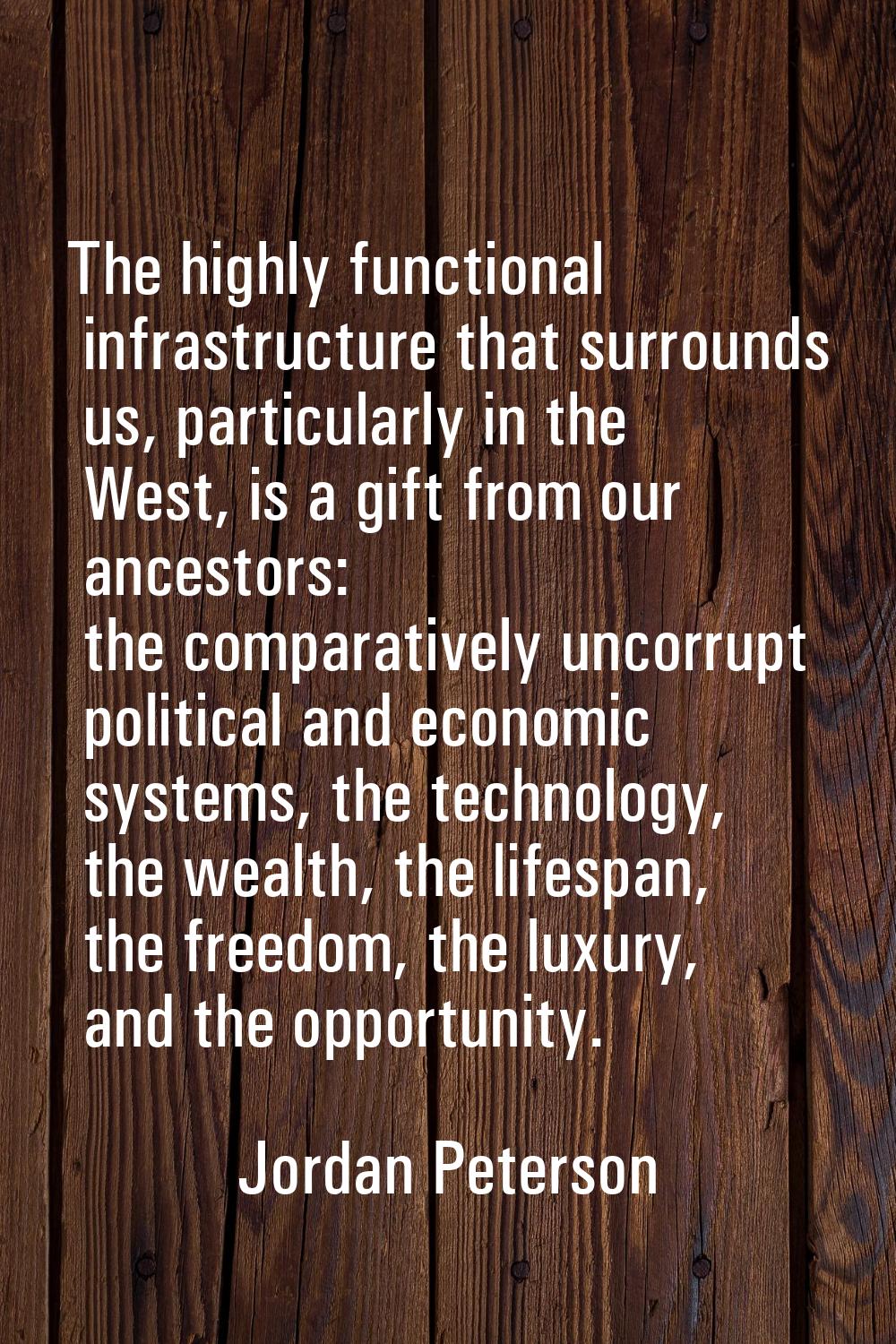 The highly functional infrastructure that surrounds us, particularly in the West, is a gift from ou