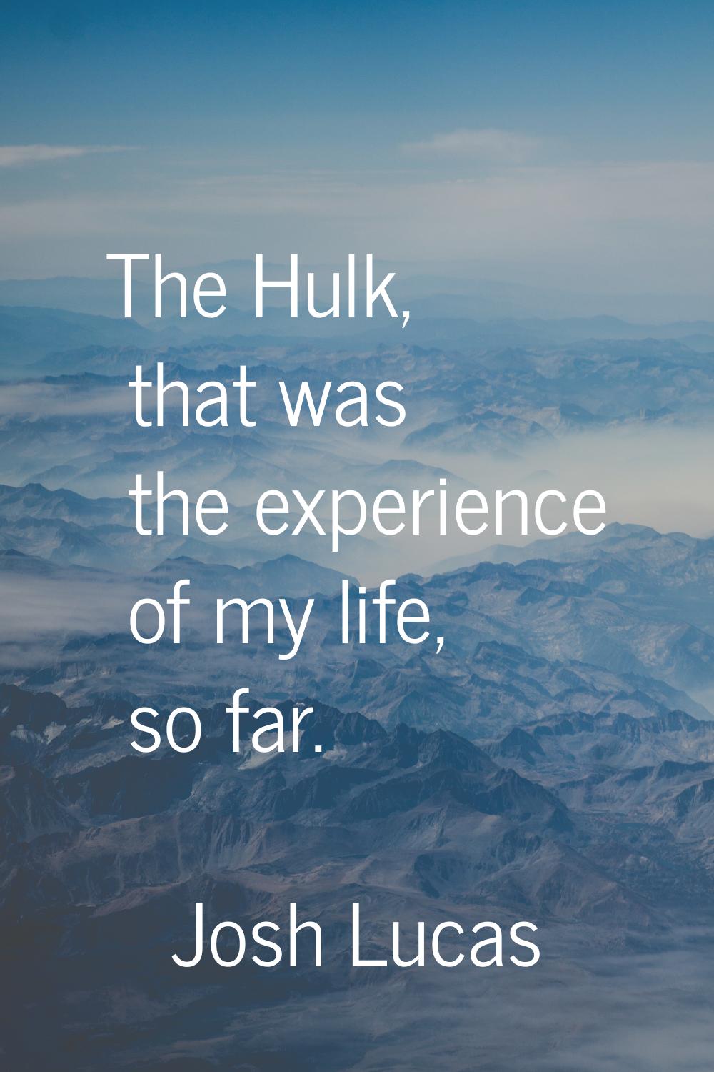 The Hulk, that was the experience of my life, so far.