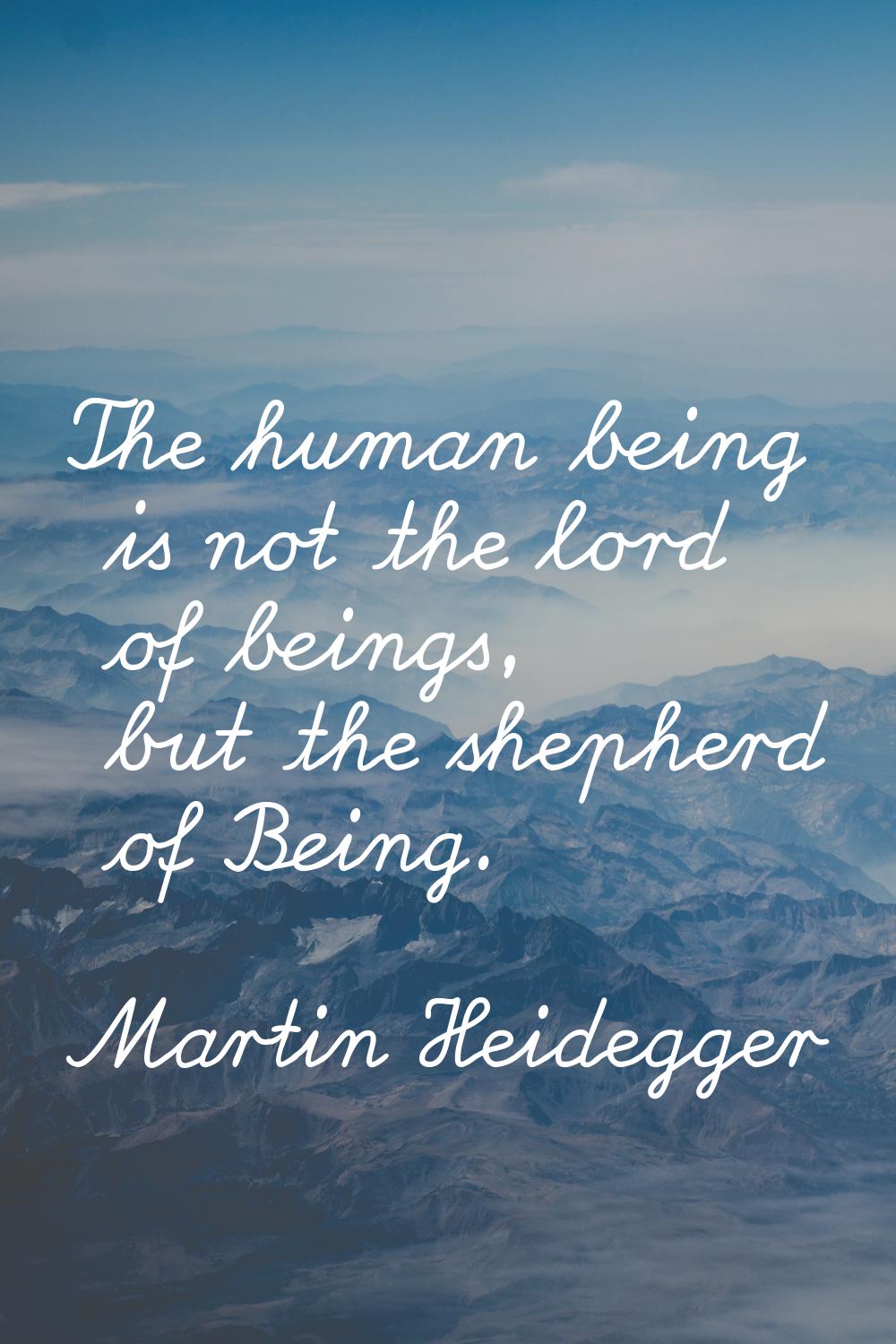 The human being is not the lord of beings, but the shepherd of Being.