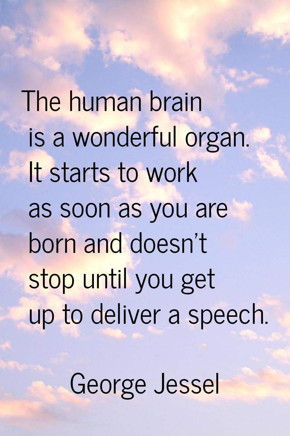The human brain is a wonderful organ. It starts to work as soon as you are born and doesn't stop un