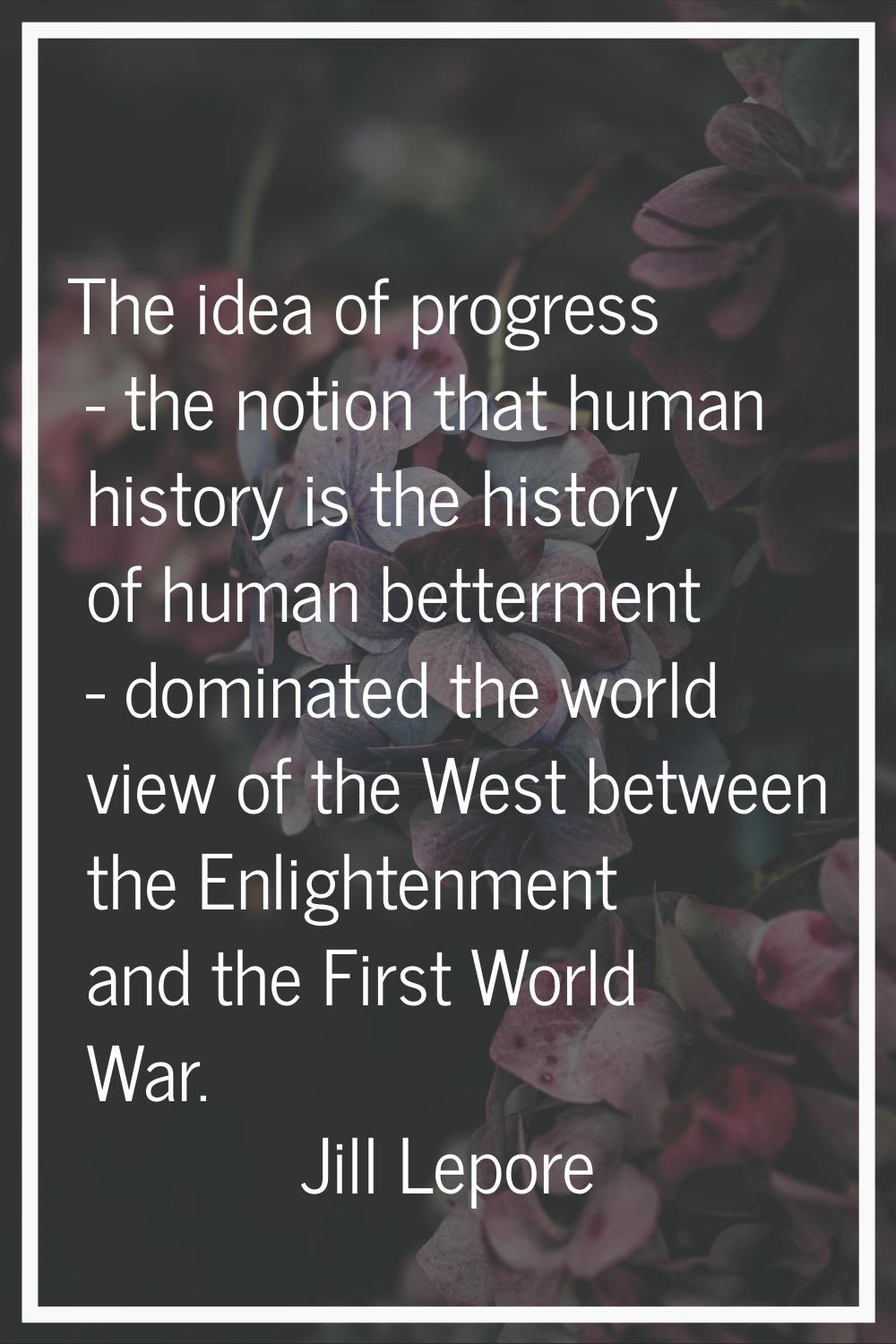 The idea of progress - the notion that human history is the history of human betterment - dominated