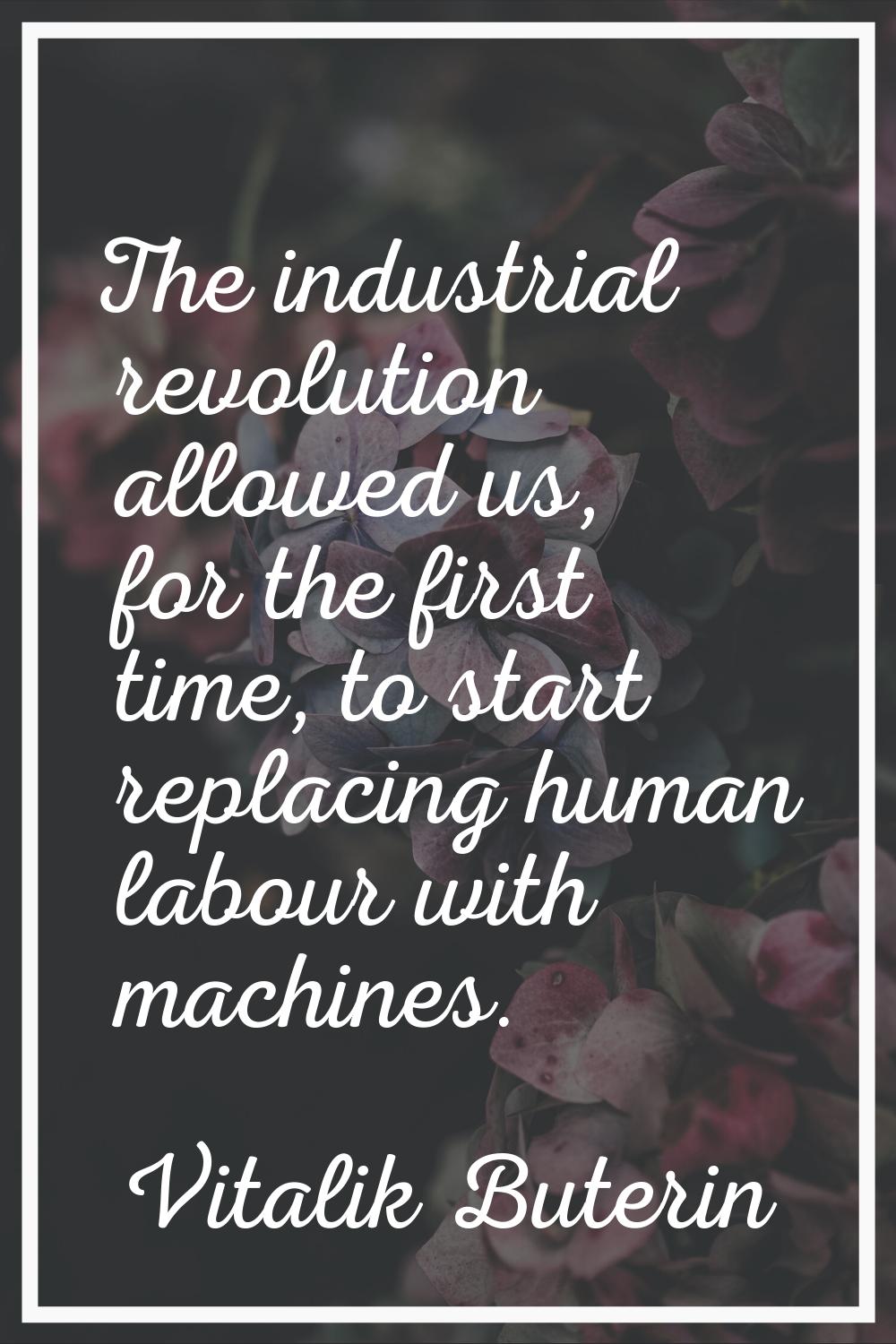 The industrial revolution allowed us, for the first time, to start replacing human labour with mach