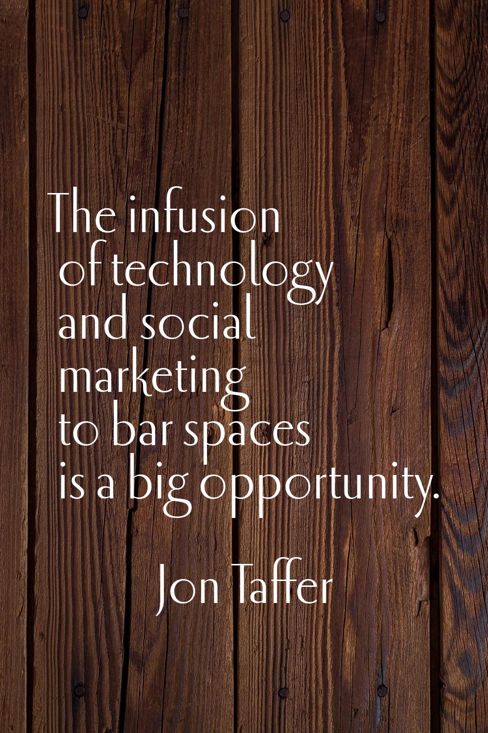 The infusion of technology and social marketing to bar spaces is a big opportunity.