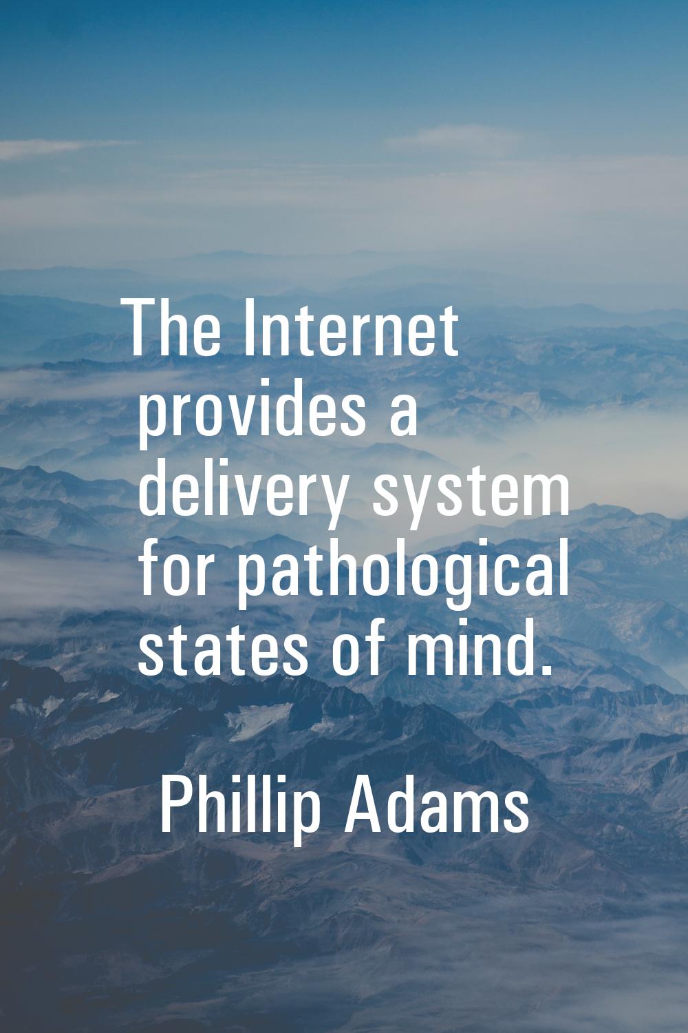 The Internet provides a delivery system for pathological states of mind.