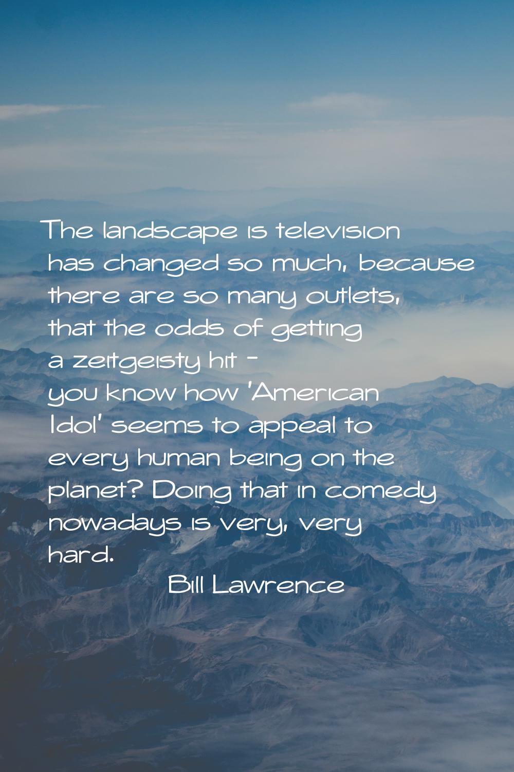 The landscape is television has changed so much, because there are so many outlets, that the odds o