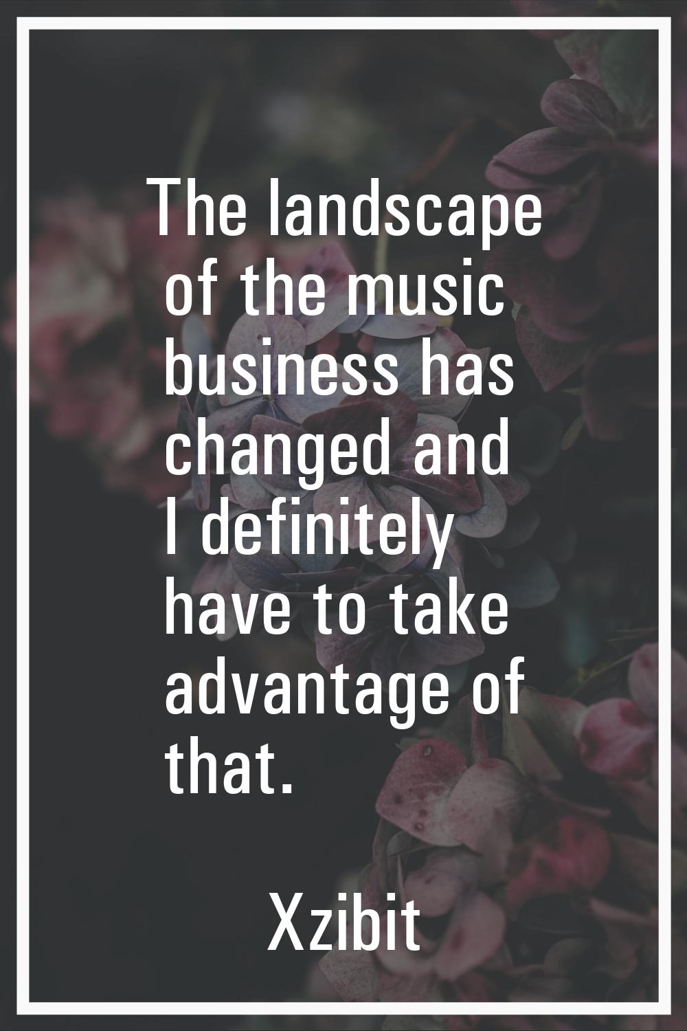The landscape of the music business has changed and I definitely have to take advantage of that.