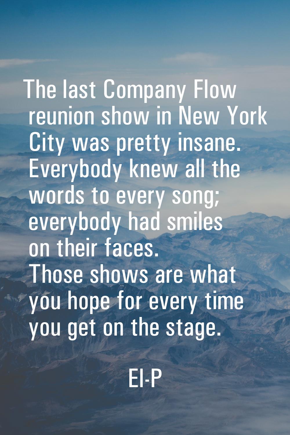 The last Company Flow reunion show in New York City was pretty insane. Everybody knew all the words