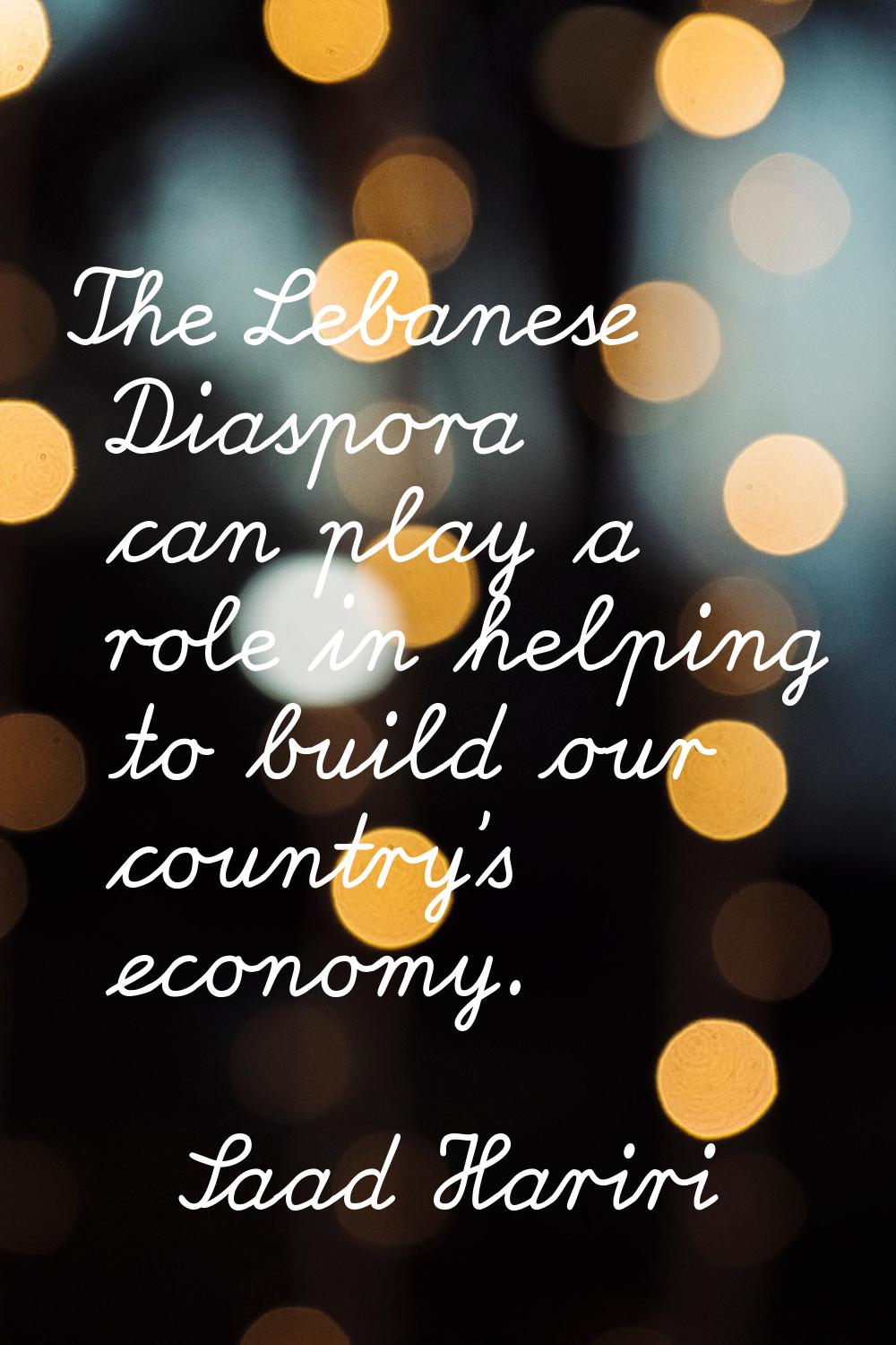The Lebanese Diaspora can play a role in helping to build our country's economy.