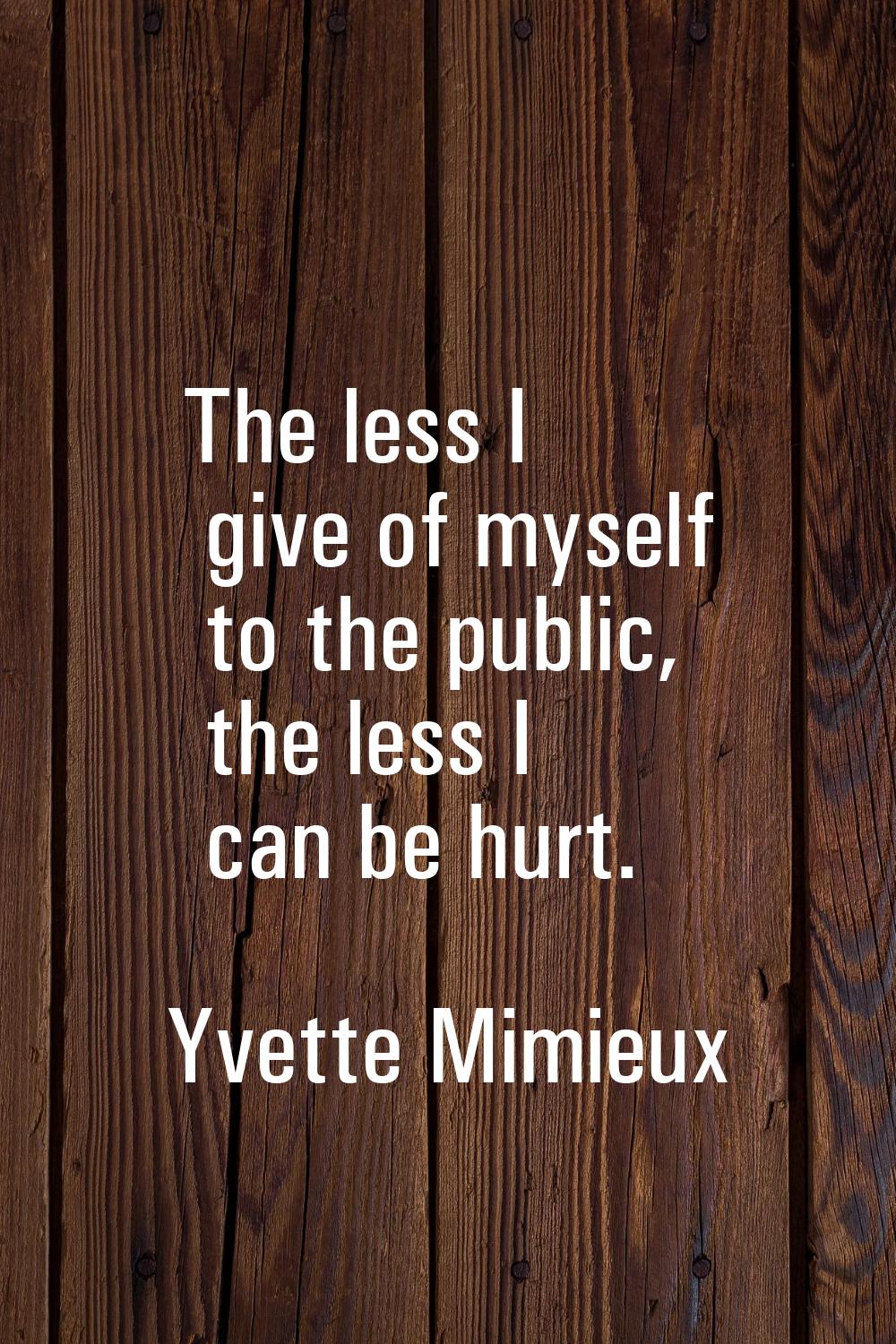 The less I give of myself to the public, the less I can be hurt.