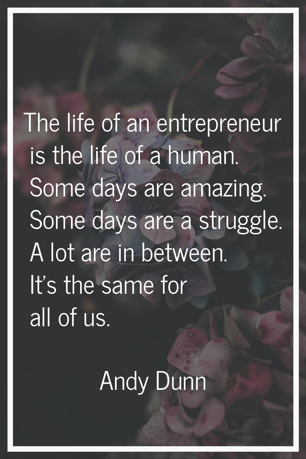 The life of an entrepreneur is the life of a human. Some days are amazing. Some days are a struggle