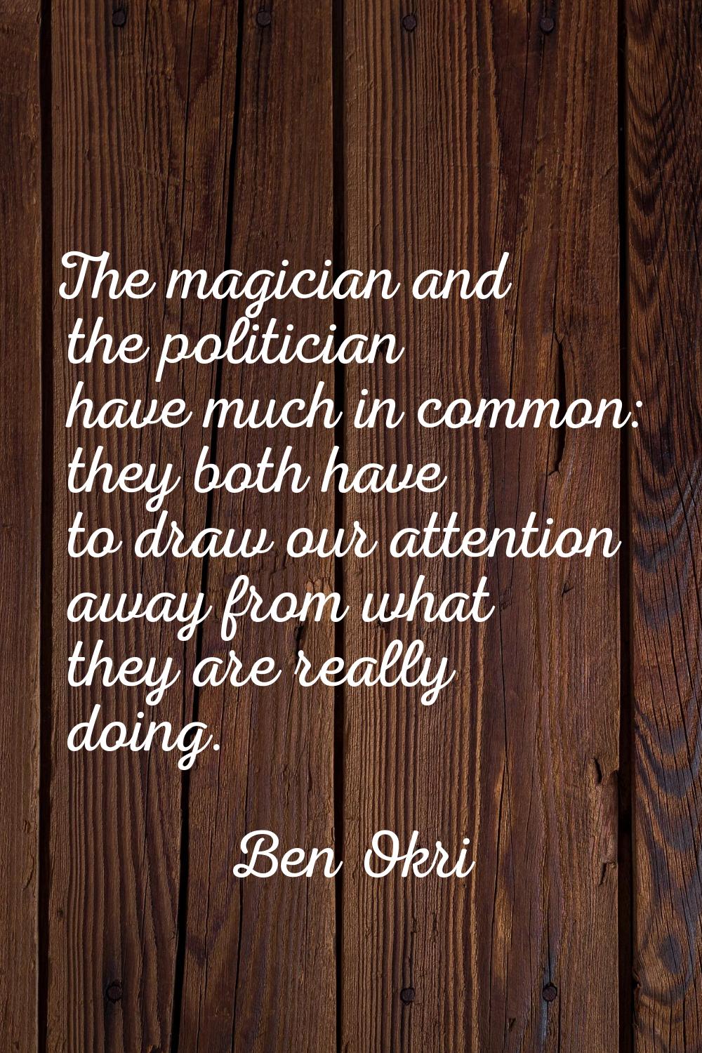The magician and the politician have much in common: they both have to draw our attention away from