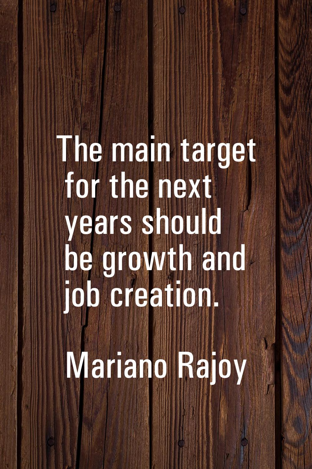 The main target for the next years should be growth and job creation.