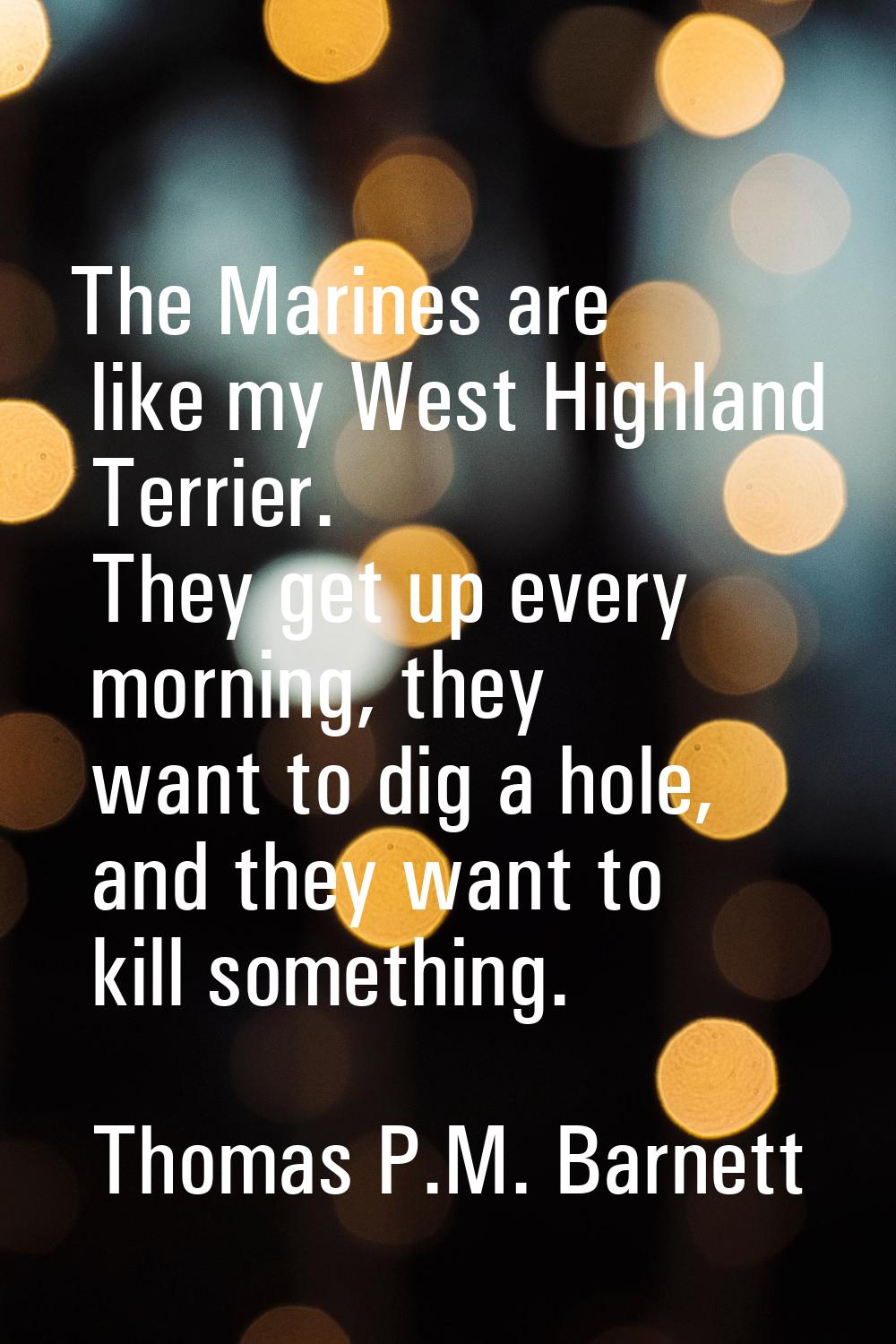The Marines are like my West Highland Terrier. They get up every morning, they want to dig a hole, 