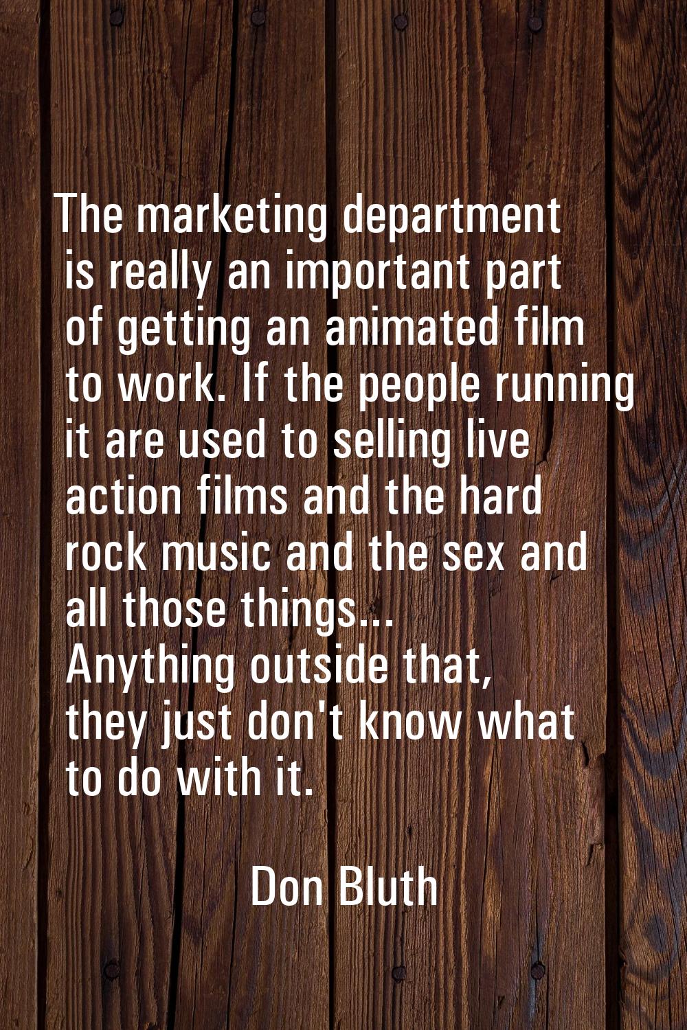 The marketing department is really an important part of getting an animated film to work. If the pe