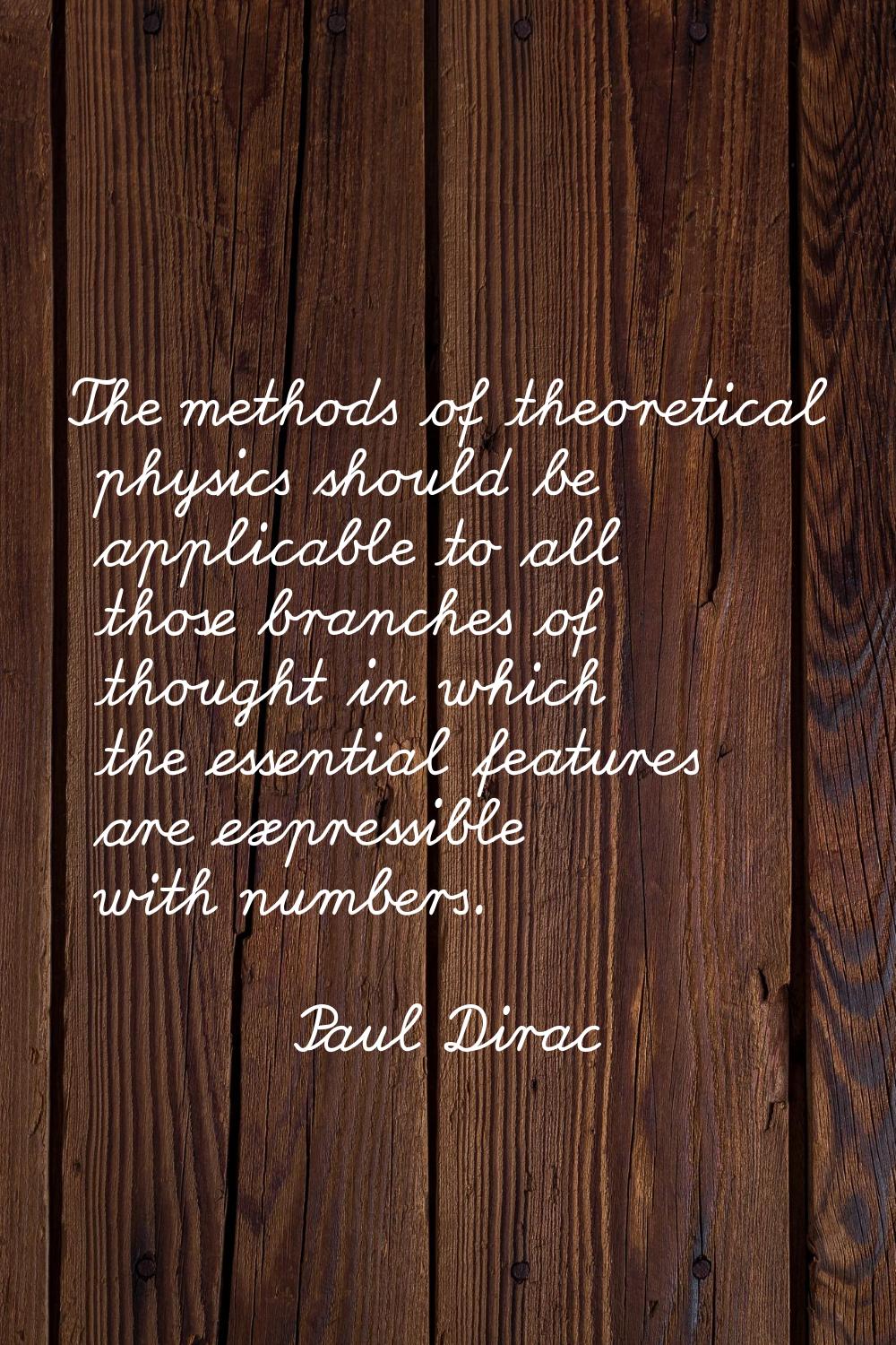 The methods of theoretical physics should be applicable to all those branches of thought in which t