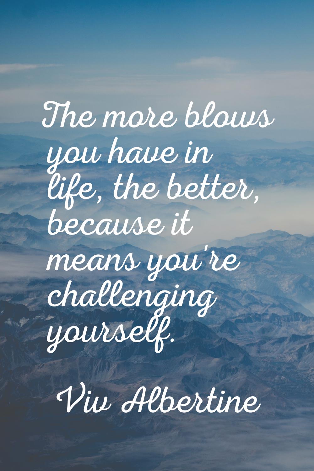 The more blows you have in life, the better, because it means you're challenging yourself.