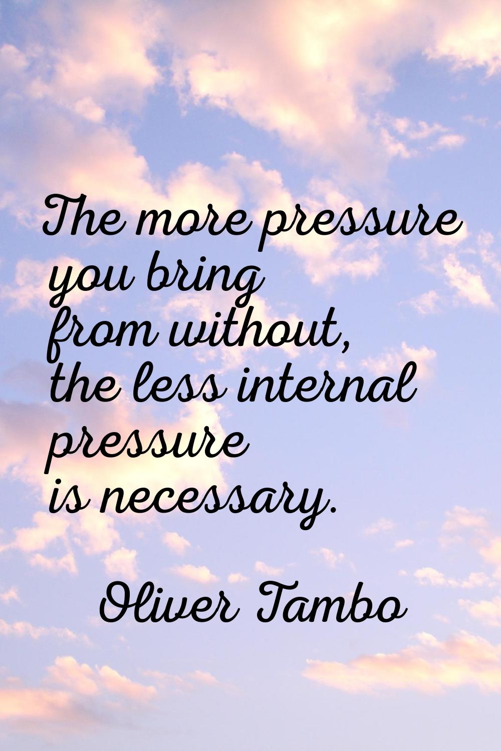 The more pressure you bring from without, the less internal pressure is necessary.