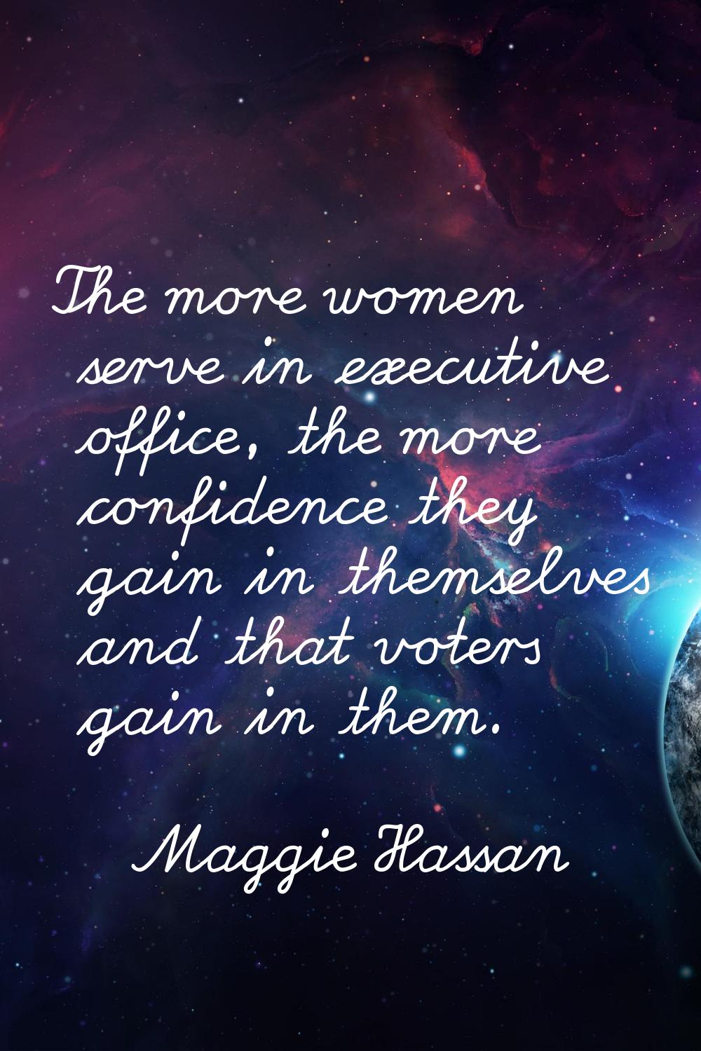 The more women serve in executive office, the more confidence they gain in themselves and that vote